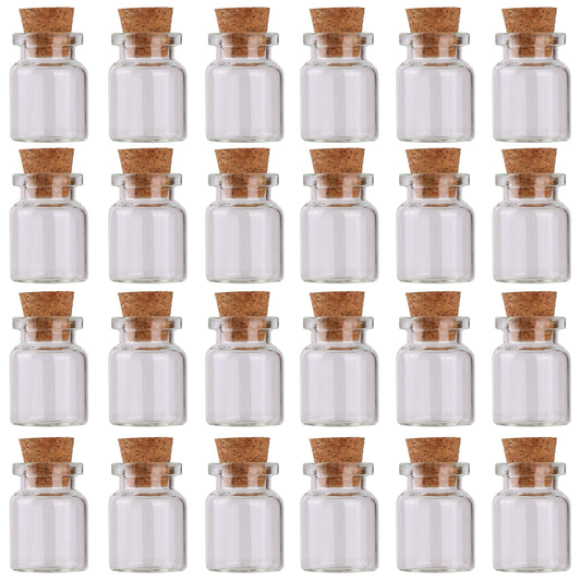 24pcs Mini Glass Bottles with Cork Stoppers 5ml DIY Art Crafts Storage Container,Tiny Glass Vials Cork for Wedding Decoration,Small Glass Corks Jars Party Favor