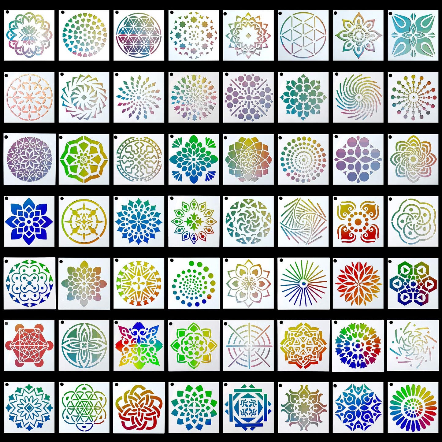 Mandala Stencils, 56 Pack Mandala Dot Painting Stencils for DIY Rock Art Projects on Wood Furniture Decoration (3.6x3.6 inch)