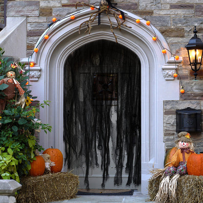 500x39 Inch Large Size Creepy Black Scary Spooky Cloth-Windows Doorways Cover Gauze for Halloween Party Haunted House Decor