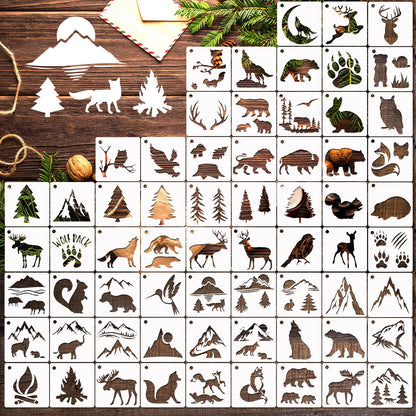 Small Stencils for Painting on Wood Reusable, 3 Inch Reusable Stencil for Craft Ornament Paint Template Stencils for Wall Card Rock Wood Signs Coasters Canvas Home Decor (Animal Wildlife)
