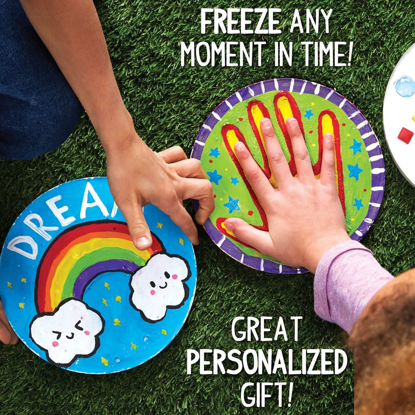 Mix & Mold Your Own & Make 4 DIY Personalized Stepping Stones, Great Spring & Summer Weekend Activity, Perfect Keepsake, Birthday Party Idea for Kids Ages 5, 6, 7, 8, 9, Multicolor