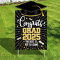 Congrats Grad Yard Sign - 16x10 Inches | Black and Gold Class of 2025 Congrats Yard Sign | Graduation Party Decoration | Congrats Grad Lawn Signs for Graduation Decorations 2025