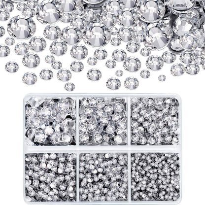 4000 Pieces Hotfix Rhinestones Crystals AB Clear Crystal Rhinestones Flatback Gems Round Crystal Rhinestones Bulk for Crafts Clothing Dance Costumes(Clear Color)