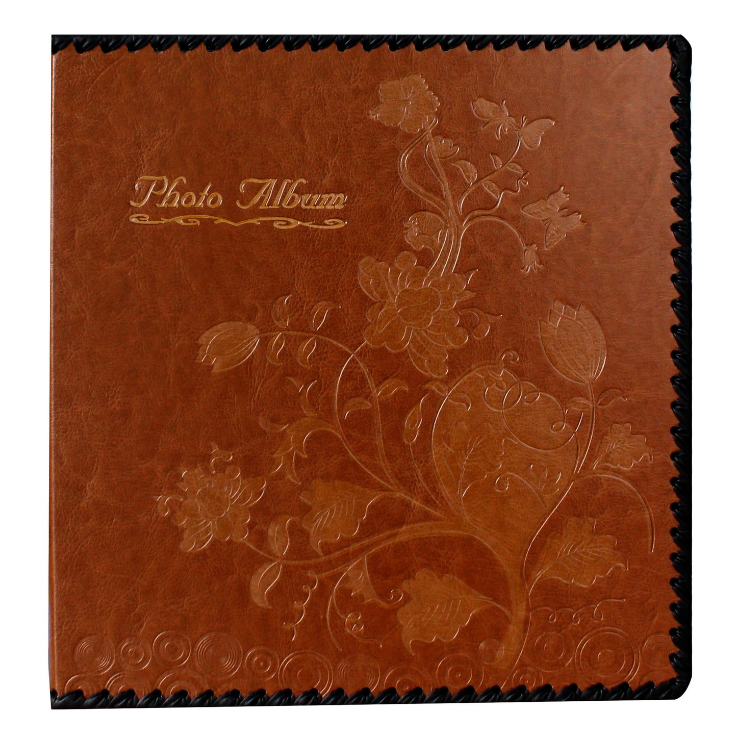 Photo Album Book, Family Album Self Adhesive Scrapbook, Leather Cover, Holds 3x5, 4x6, 5x7, 6x8, 8x10 Photos (Brown)