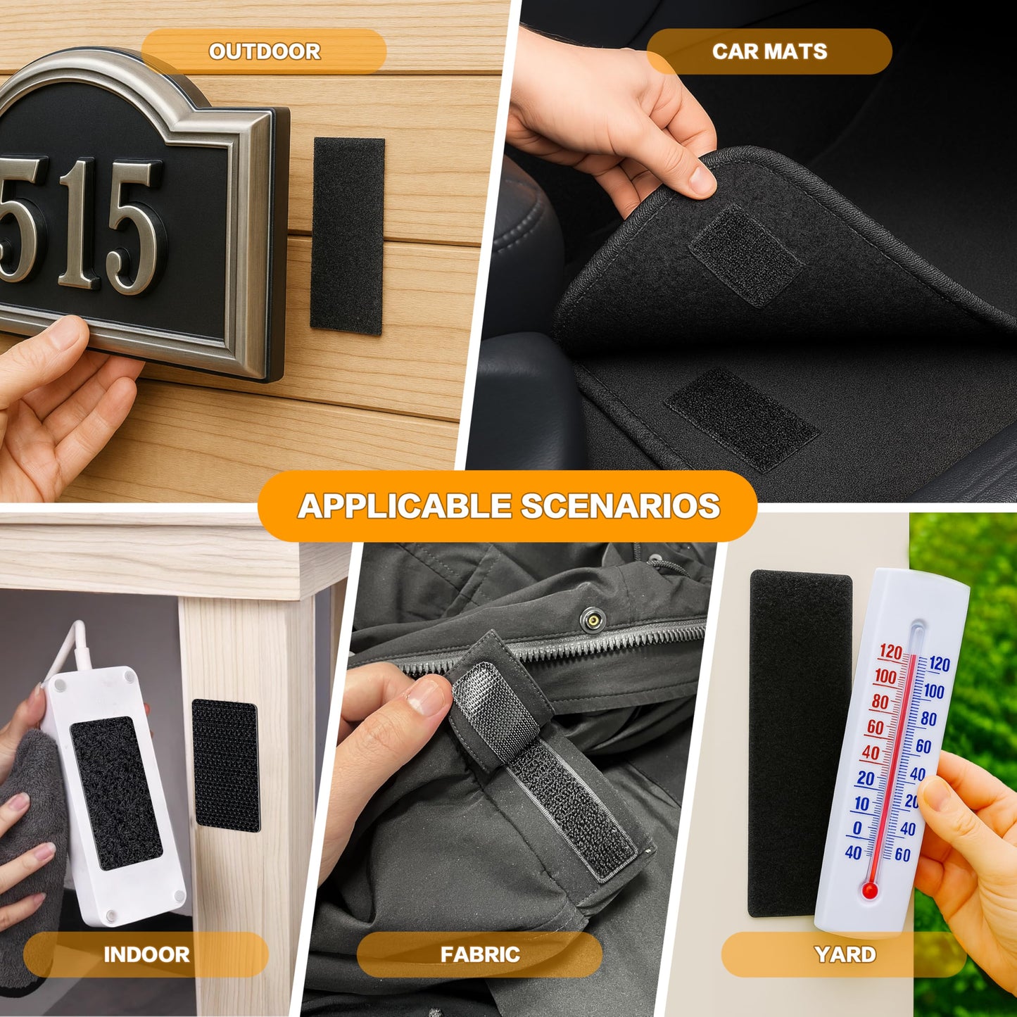 1x3 Inch Hook and Loop Strips, 20 Sets Nylon Self Adhesive Tape, Double Sided Strong Back Adhesive Tape and Dots for Office, Home and Crafting, Heavy Duty, Black