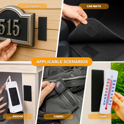 1x3 Inch Hook and Loop Strips, 20 Sets Nylon Self Adhesive Tape, Double Sided Strong Back Adhesive Tape and Dots for Office, Home and Crafting, Heavy Duty, Black