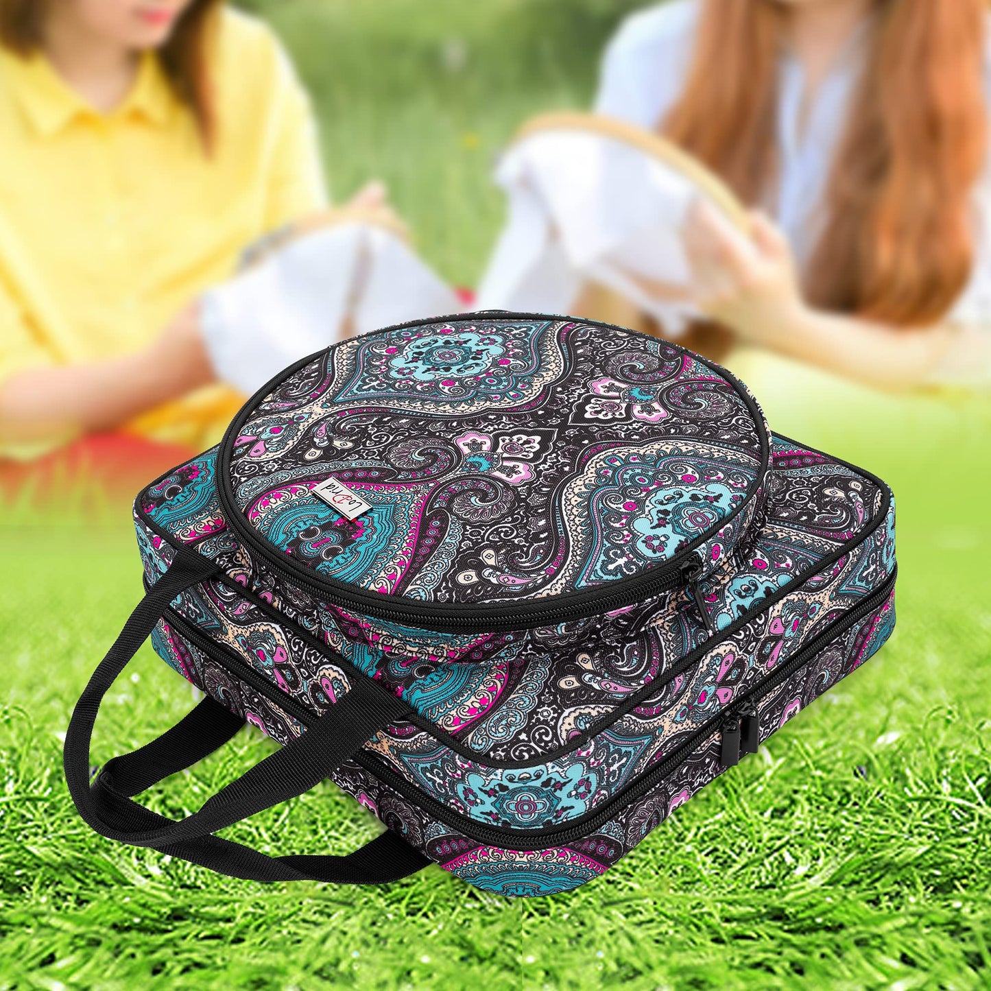 Embroidery Project Bag, Square Embroidery Supplies Storage Tote Bag, Portable Craft Carry Case for Embroidery Kits and Cross Stitch Kits Tools, Multiple Pockets, Totem, Bag Only