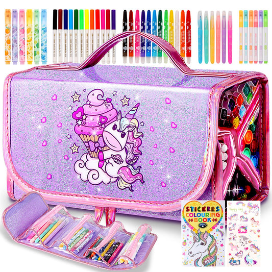 50 Pcs Fruit Scented Washable Markers Set for Girls 4-8, Unicorn Coloring Markers Art Set and School Supplies Birthday Gifts Toys for 4 5 6 7 8 Year Old Girls (Purple)