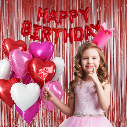 Foil Fringe Curtains Red Streamers Party Decorations - Melsan 3 Pack 3.2 x 8.2 ft Red Tinsel Curtain Party Photo Backdrop for Birthday Party Baby Shower or Graduation Decorations