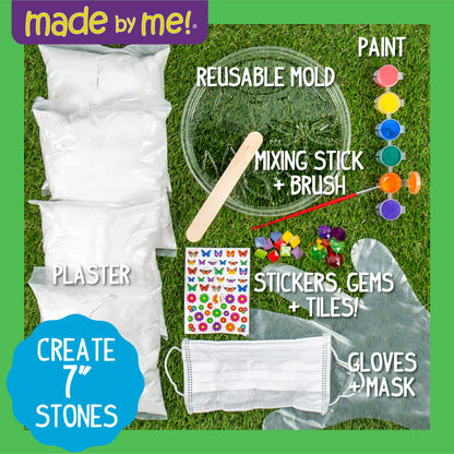 Mix & Mold Your Own & Make 4 DIY Personalized Stepping Stones, Great Spring & Summer Weekend Activity, Perfect Keepsake, Birthday Party Idea for Kids Ages 5, 6, 7, 8, 9, Multicolor