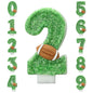 Football Birthday Number Candles Green Football Cake Candles Glitter Sequins Number 2 Candle for Cake Decorating Football Birthday Party Decorations Supplies 2