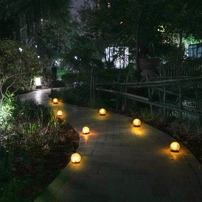 Garden Solar Lights, Outdoor Waterproof Cracked Glass Globe Solar LED Lights for Yard Pathway Patio Lawn Decoration, Warm White Ball Lights, 2Pack(4.7 inches)