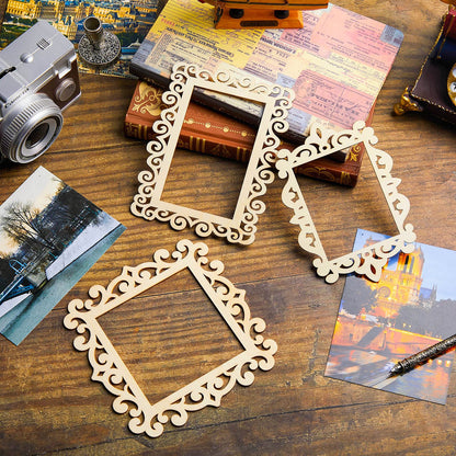 18 Pieces Wood Frames for Crafts Unfinished Wood DIY Picture Unfinished Picture Frames Ornament Craft with Ropes for DIY Christmas Tree Hanging Decor Photo Display 5.9 x 4.7 Inch
