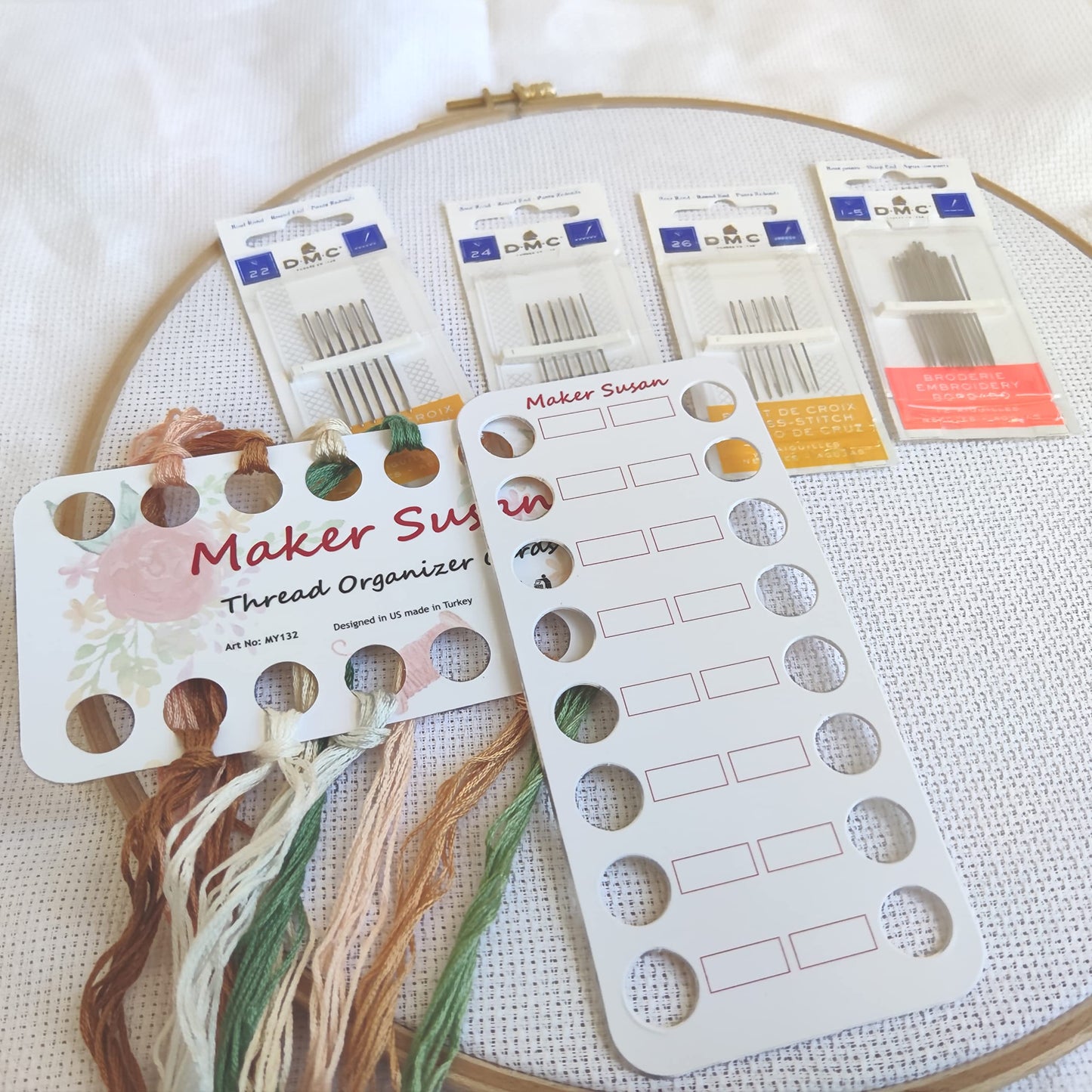 Cross Stitch Needles Kit - 3 Pack (22-26 & 1-5 Sizes), Blunt End, Large Eye, Organizer Card (30 Needles, 1 Card)