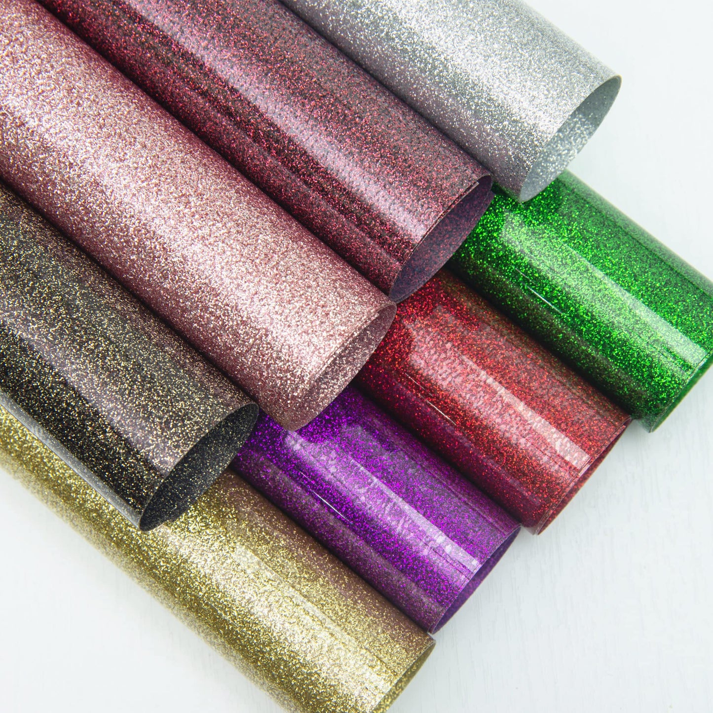 Glitter HTV Vinyl Bundle 10 Piece 12''x 10'', Sparkle Iron-On Heat Transfer Vinyl for T-Shirts and Garments,Shiny Adhesive Vinyl Sheets for Cricut,Silhouette and Cameo Cutters (Solid Color Series)