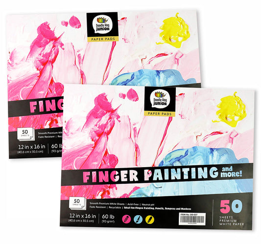 2-Pack Large Sketch Pads for Drawing (12"x16", 50 Pages Each), 60lbs /90GSM Sketch Books, Ideal for Finger Painting for Toddlers 1-3