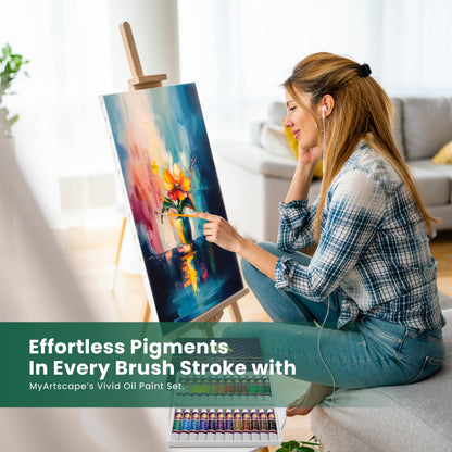 Oil Paint Set - 12ml x 24 Tubes - Lightfast - Heavy Body - Oil-based Colors - Great Pigment Load - Artist Quality Painting Supplies - Professional Craft Paints