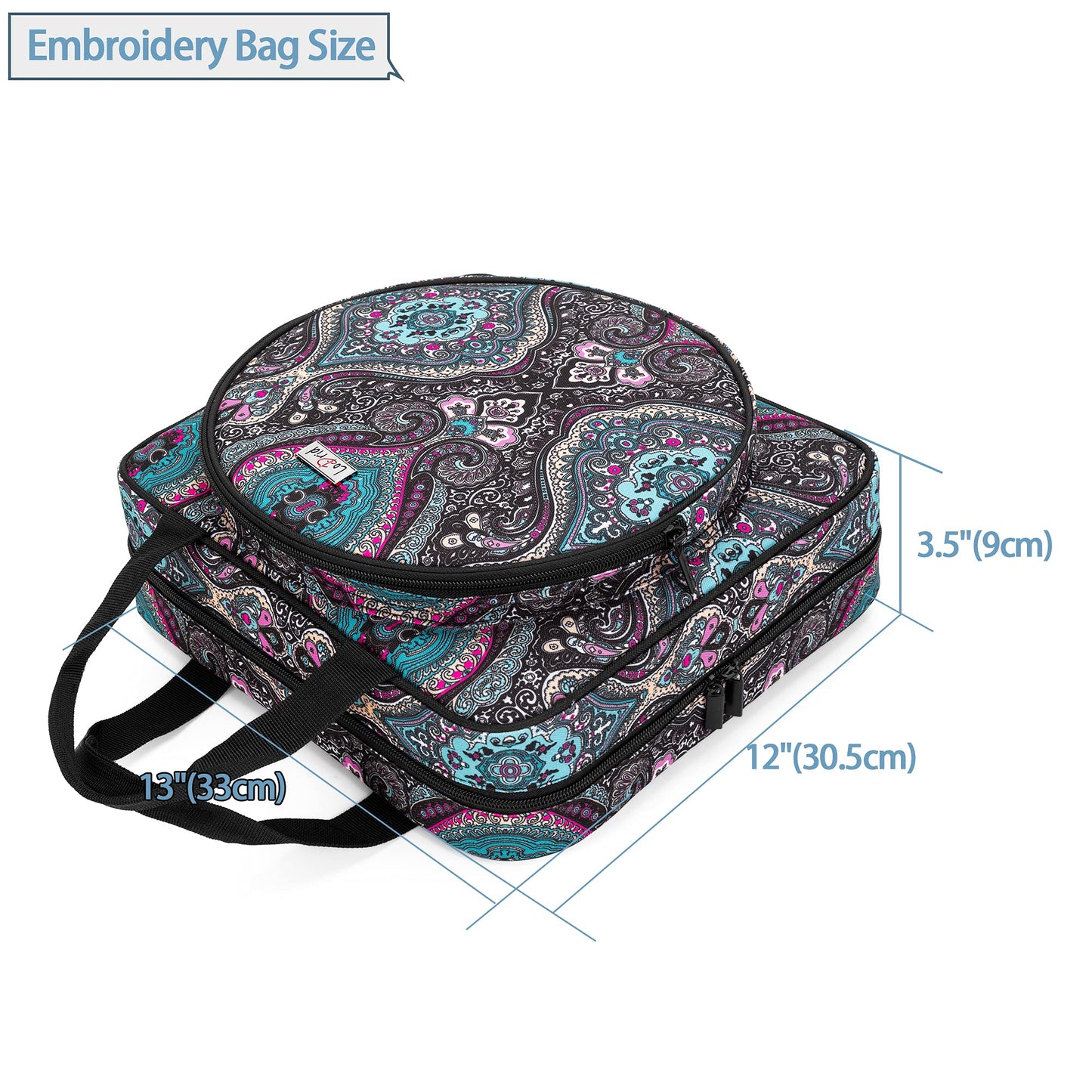 Embroidery Project Bag, Square Embroidery Supplies Storage Tote Bag, Portable Craft Carry Case for Embroidery Kits and Cross Stitch Kits Tools, Multiple Pockets, Totem, Bag Only