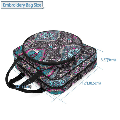 Embroidery Project Bag, Square Embroidery Supplies Storage Tote Bag, Portable Craft Carry Case for Embroidery Kits and Cross Stitch Kits Tools, Multiple Pockets, Totem, Bag Only