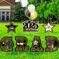 Graduation Yard Sign Decorations 2025, 8 PCS Large Congrats Grad Yard Stakes, Gold and Black Graduation Lawn Signs Decor, Waterproof Outdoor Graduation Party Supplies
