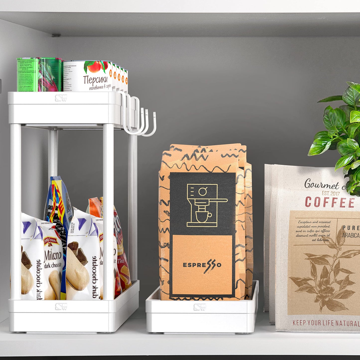 Kitchen Cart Storage 3-Tier Slim/Super Narrow Shelves with Handle, 26.5'' Height/5.5'' Width for Narrow Place, White