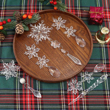 18Pcs Christmas Tree Decoration Crystal Ornaments,Christmas Hanging Snowflakes Decorations Acrylic Icicle Crystal Ornaments for Christmas Tree Winter New Year Party Decor Supplies