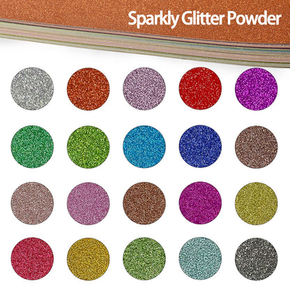 Glitter Cardstock, 40 Sheets in 20 Colors, Premium Cardstock for Cricut, Crafts and DIY Projects, Sparkly Paper for Card Making, 250 GSM