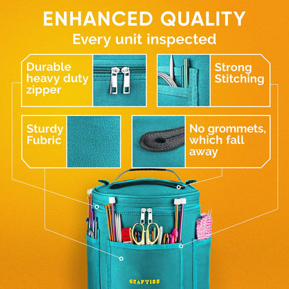 Knitting Bag Yarn Storage - Mother's Day Gift - Best Durable Canvas Yarn Bag for Crochet Accessories - Yarn Organizer Crochet Bag with Knitting Accessories Case