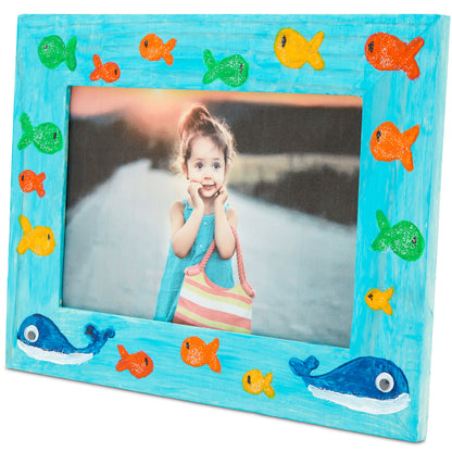 DIY Picture Frames, 4x6 Craft Frames Set, Unfinished Solid Pine Wood DIY Photo Frames, For Arts and Crafts DIY Painting Projects, Set of 3 (6x8 Frame Size Holds 6x4 Pictures) For Adults and Kids Craft