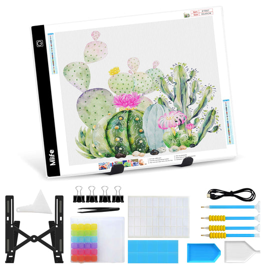 A4 Light Board Kits for Diamond Art Painting, Diamond Art Kits for Adults with Diamond Art Painting Accessories, USB Powered Adjustable Brightness Light Box with Diamond Art Tools
