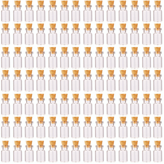 100pcs 1ml Small Mini Glass Bottles Jars with Cork Stoppers Tiny Vials for DIY Art Crafts Wedding Favors