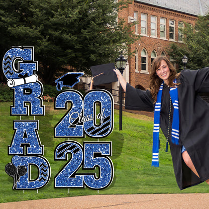 2025 Graduation Decorations, Large Congrats Grad Yard Signs With Stakes, Class of 2025 Glitter Plastic Congratulations Graduate Lawn Signs for College School Party Supplies