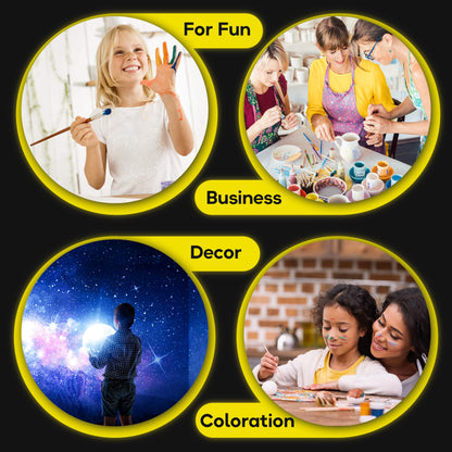 Glow in the Dark Acrylic Paint – Fluorescent Neon Paint for Canvas Boards - Blacklight Set Ideal for DIY Projects – Art Supplies for Adults – Craft Gift for Artists