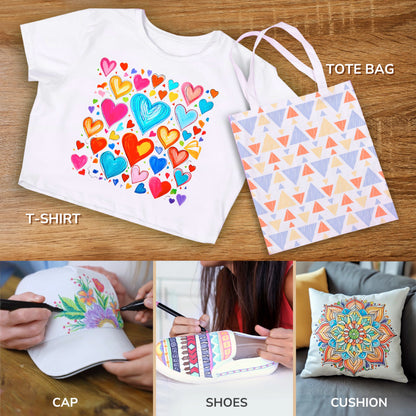 32 Fabric Markers Pens - Non Toxic, Indelible and Permanent Fabric Paint Pens - Fine Point Tip Textile Marker Pen