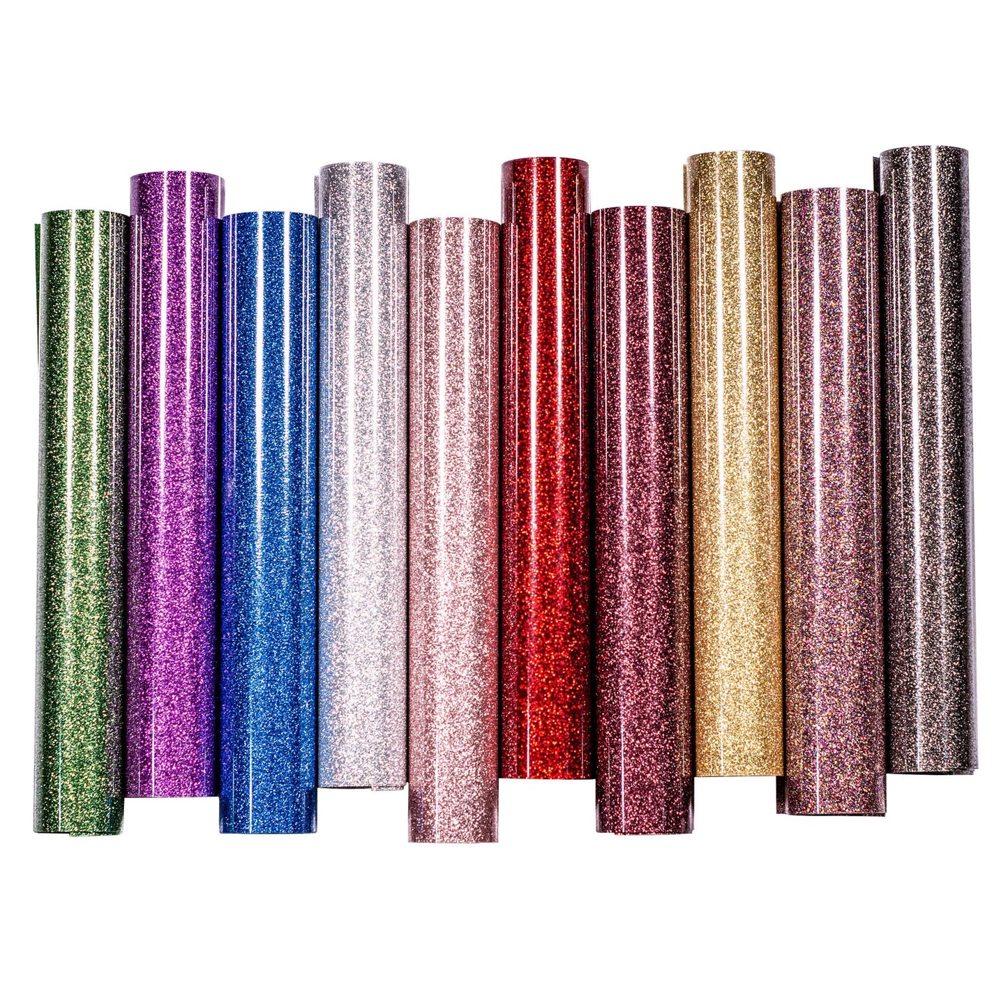 Glitter HTV Vinyl Bundle 10 Piece 12''x 10'', Sparkle Iron-On Heat Transfer Vinyl for T-Shirts and Garments,Shiny Adhesive Vinyl Sheets for Cricut,Silhouette and Cameo Cutters (Solid Color Series)