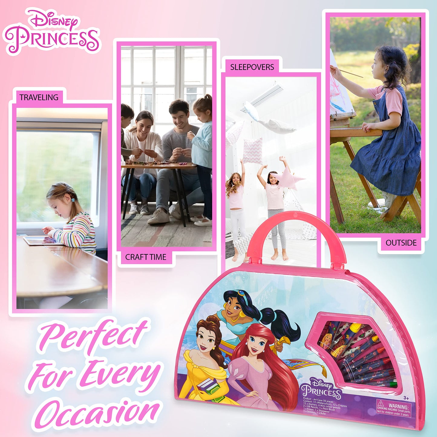 Stitch Kids Art Set 40 Plus Pieces Princess Kids Colouring Sets Paints Colouring Pencils Markers Crayons Travel Art Supplies Gifts for Kids (Pink Princess Set)