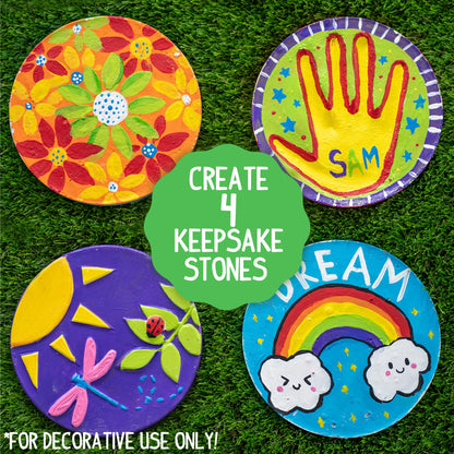 Mix & Mold Your Own & Make 4 DIY Personalized Stepping Stones, Great Spring & Summer Weekend Activity, Perfect Keepsake, Birthday Party Idea for Kids Ages 5, 6, 7, 8, 9, Multicolor