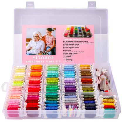 200pcs+ Embroidery Floss kit, Friendship Bracelet String Kit with Organizer Box-Included 100pcs Friendship Bracelet Floss Thread,Cross Stitch Kits Xmas Gifts