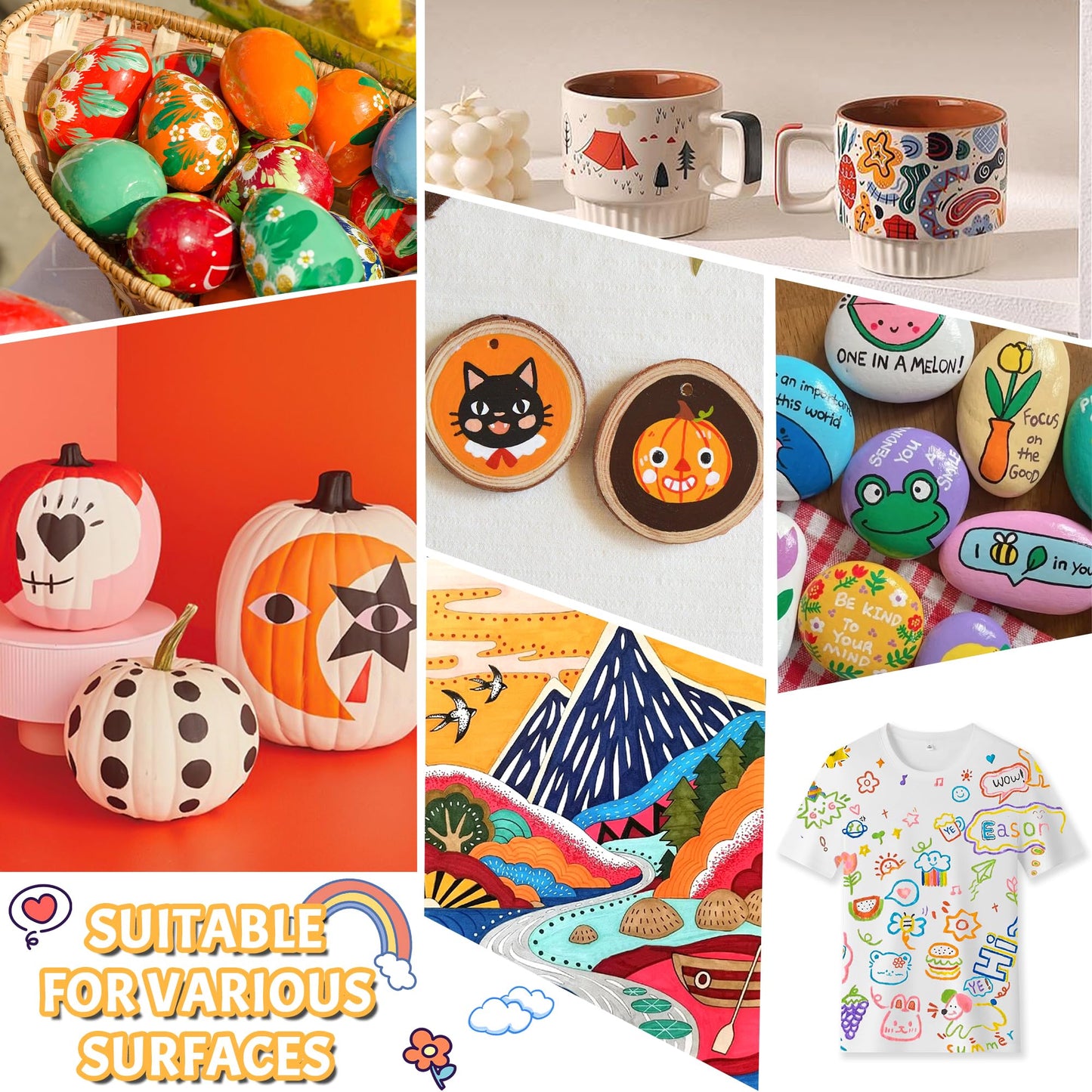 72 Colors Acrylic Paint Pens, 36 Pack Dual Tip Acrylic Paint Pens Markers for Rock Painting, Wood, Stone, Canvas, Ceramic, Glass Surfaces, DIY Crafting & Art Supplies