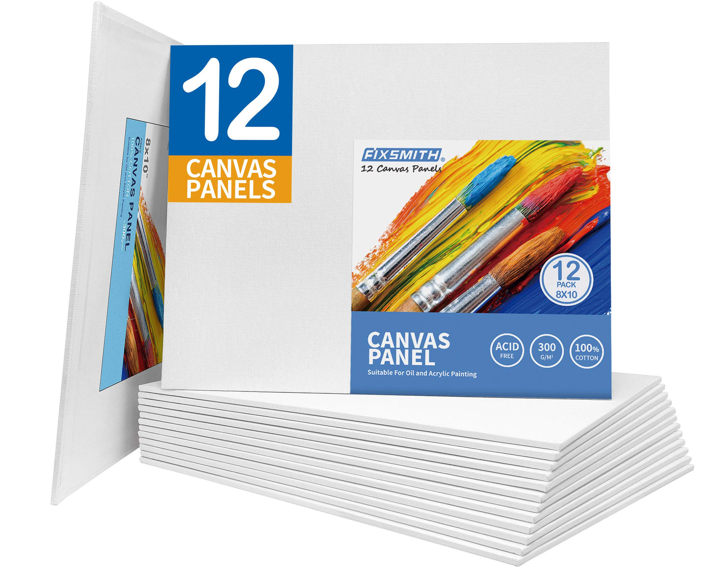 Canvas Boards for Painting 8x10 Inch, Super Value 12 Pack White Blank Canvas Panels, 100% Cotton Primed, Painting Art Supplies for Professionals, Hobby Painters, Students & Kids