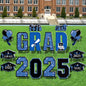 16 PCS Graduation Yard Signs, Blue Graduation Yard Signs Class Of 2025, 16 Inches Large Congrats Grad 2025 Yard Signs with Stakes For 2025 Graduation Decorations