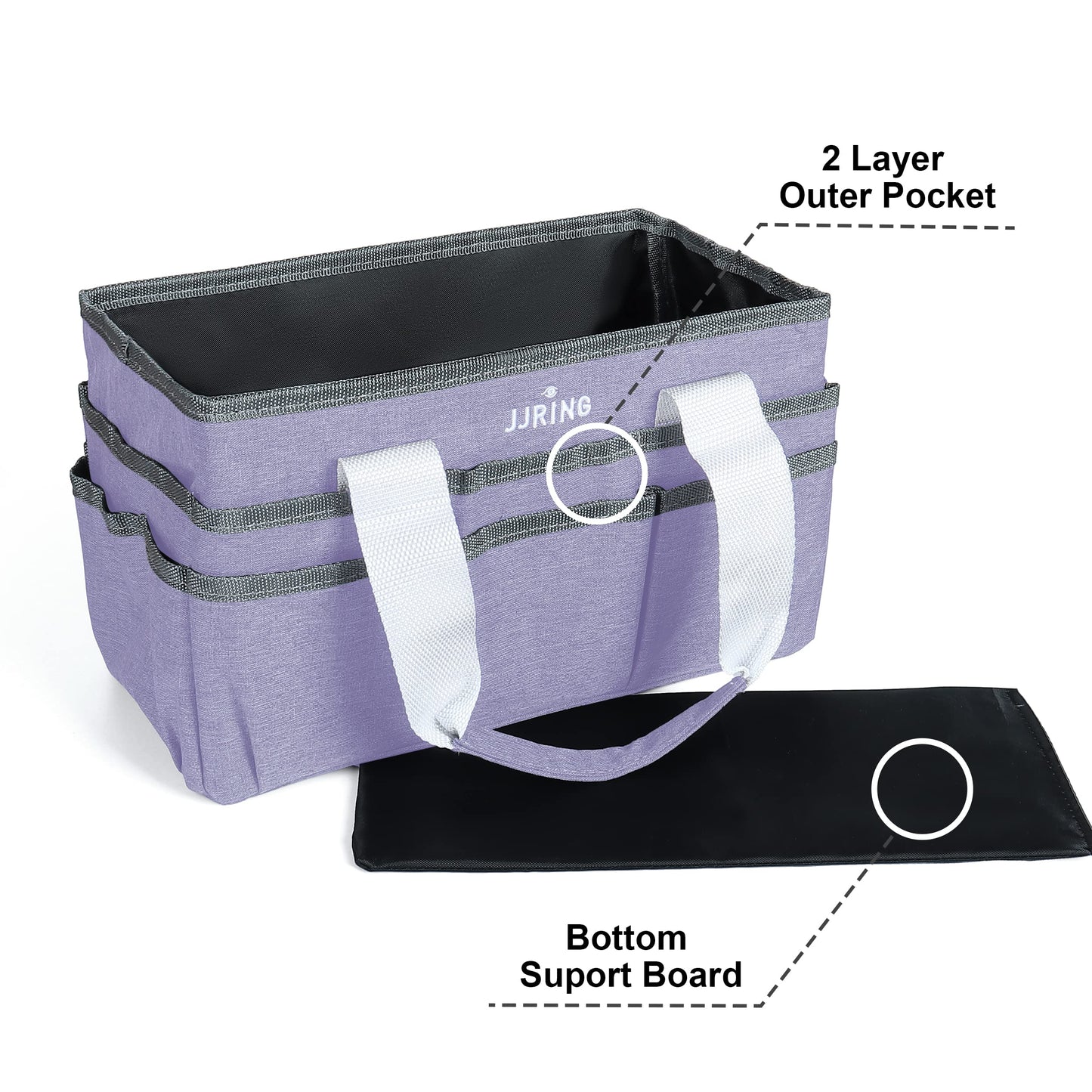 Craft Organizer Tote Bag, Art Storage Caddy with Multiple Pockets, Lilac Sewing Bag for Art, Craft, Scrapbooking, Medical, and Office Supplies Storage