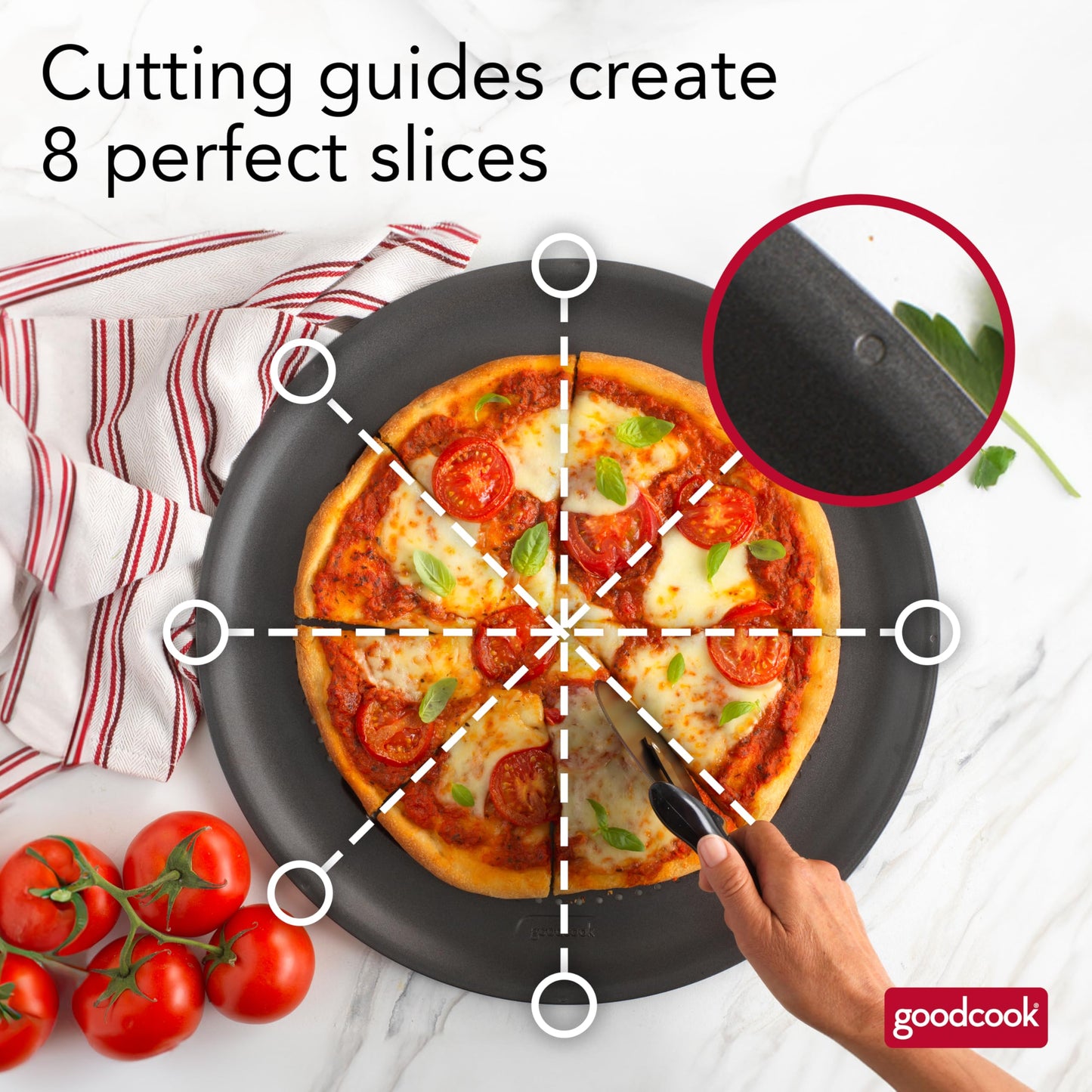 AirPerfect Nonstick 16” Pizza Pan – Pizza Tray for Oven, Perforated Round Pizza Pan, Carbon Steel Baking Pan, Homemade, Frozen & Leftover Slices