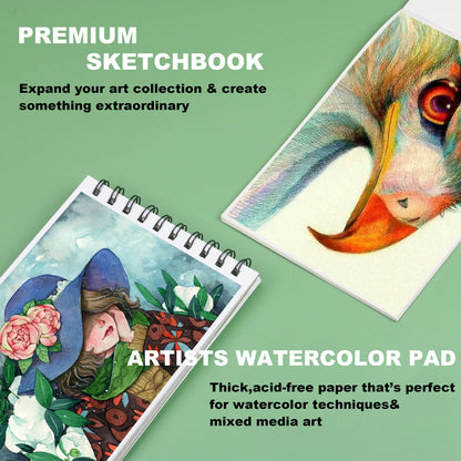 76pc Art Supply Set - Sketching & Drawing Kit with Tutorial Book, Sketchbook & Paper - Pencils, Pastels, Watercolors for Beginner Artists