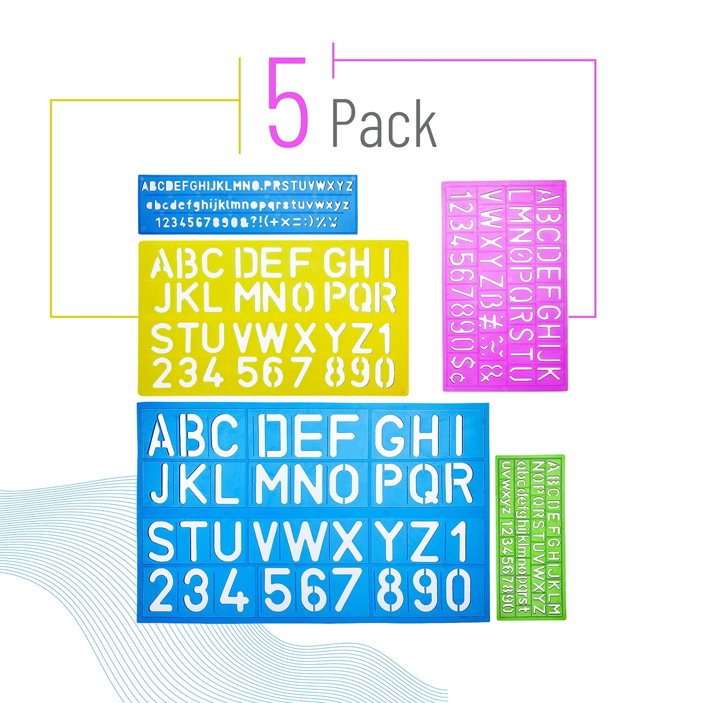 Letters and Numbers Alphabet Templates, Letter Stencils, Pack of 5