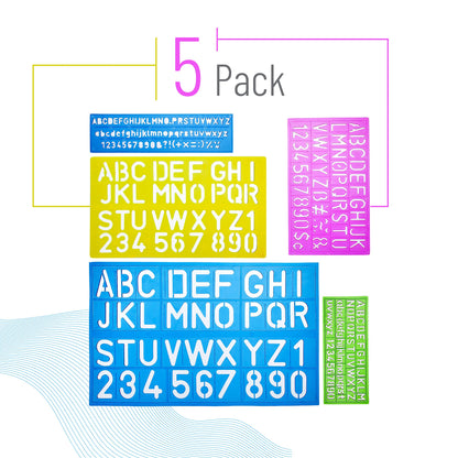 Letters and Numbers Alphabet Templates, Letter Stencils, Pack of 5