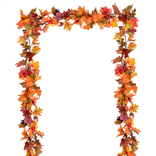 2 Pack Fall Maple Leaf Clearance, 5.9Ft/Piece Hanging Vine Garland Artificial Autumn Foliage Thanksgiving Decor for Home Wedding Fireplace Party Christmas