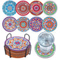 8 Pcs Coasters with Holder, Mandala DIY Diamond Art Crafts for Adults, Small Diamond Painting Kits Accessories