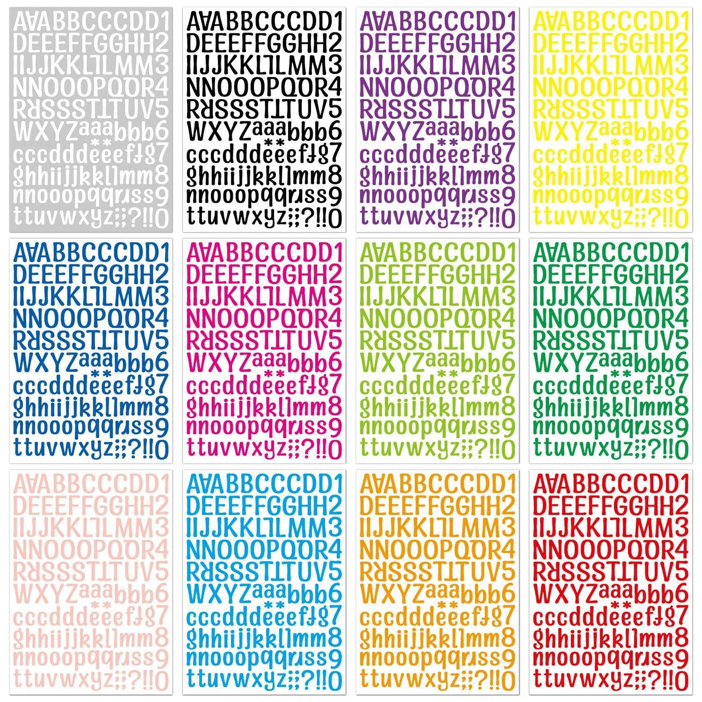 1512 Alphabet Stickers 12 Sheets Alphabet Stickers Vinyl Self-Adhesive Number Alphabet Vinyl Stickers, Mailbox Numbers Labels DIY Crafts Art Making, Decals for Sign,Notebook, Classroom Decor, Door