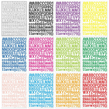 1512 Alphabet Stickers 12 Sheets Alphabet Stickers Vinyl Self-Adhesive Number Alphabet Vinyl Stickers, Mailbox Numbers Labels DIY Crafts Art Making, Decals for Sign,Notebook, Classroom Decor, Door